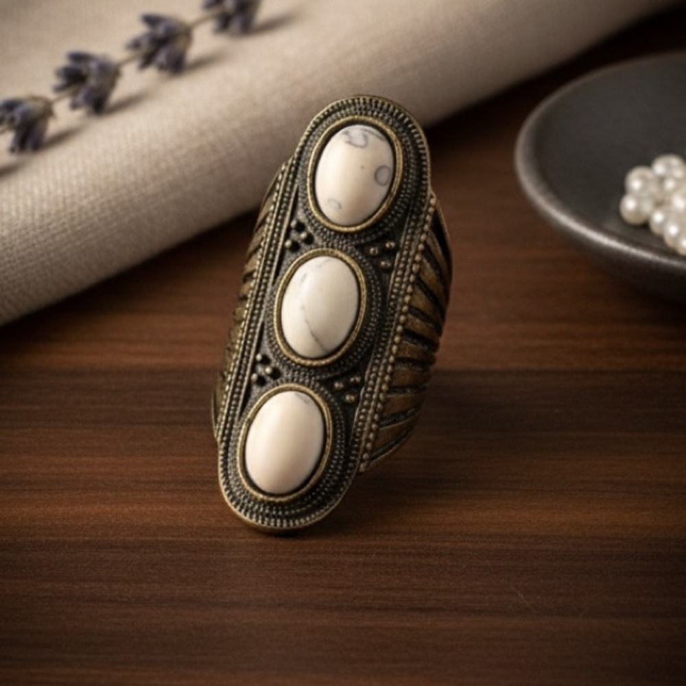 Vintage Magnesite Bronze Statement Ring